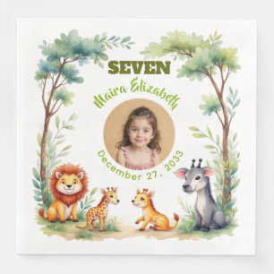 Servilleta De Papel De Cena Plato de Foto Safari de Niña Cumpleaños Infantil