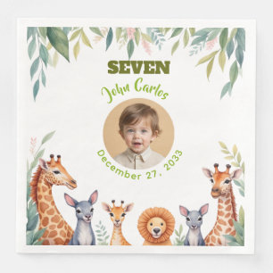 Servilleta De Papel De Cena Plato de Foto Safari de Niña Cumpleaños Infantil