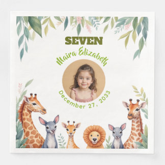 Servilleta De Papel De Cena Plato de Foto Safari de Niña Cumpleaños Infantil