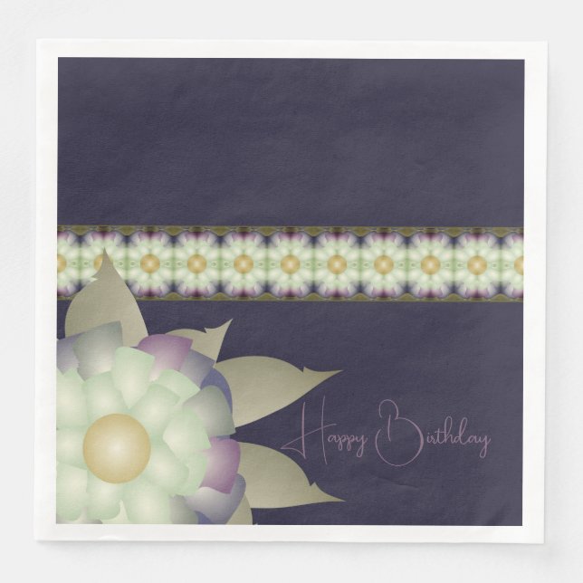 Servilleta De Papel De Cena Pluma Púrpura Y Mauve (Anverso)