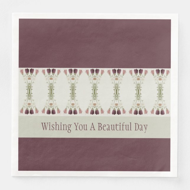 Servilleta De Papel De Cena Pluma Y Verde Gris (Anverso)