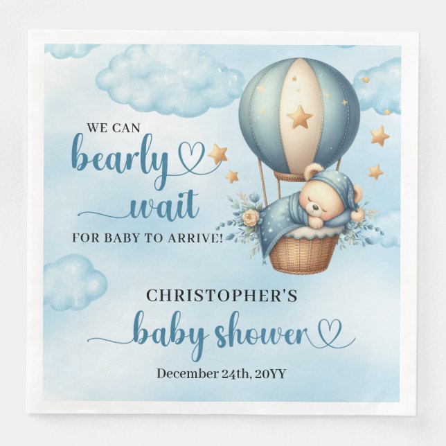 Servilleta De Papel De Cena Podemos esperar lindo osito de peluche dormido (Anverso)