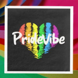 Servilleta De Papel De Cena PrideVibe Corazón: Servilletas de papel negro atre