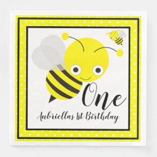 Servilleta De Papel De Cena Primeros cumpleaños de las abejas con burbujas