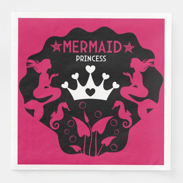 Servilleta De Papel De Cena Princesa Sirena Niña (Anverso)
