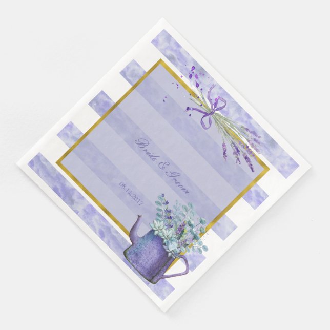 Servilleta De Papel De Cena Provenza Lavender Boda de flores moradas (Esquina)
