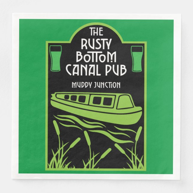 Servilleta De Papel De Cena Pub de canales de Narrowboat (Anverso)