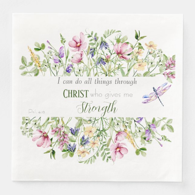 Servilleta De Papel De Cena Puedo Hacer Todas Las Cosas Biblia Verse Elegante  (Anverso)