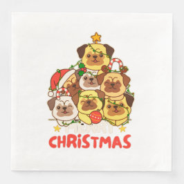 Servilleta De Papel De Cena Pug Christmas Tree Feliz Navidad