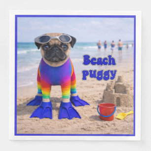 Servilleta De Papel De Cena Pug de Playa