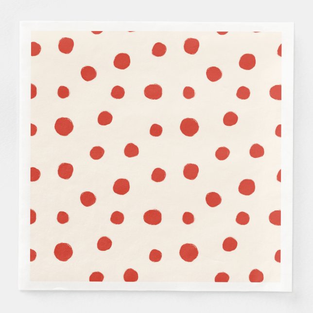 Servilleta De Papel De Cena Puntos rojos de verano (Anverso)