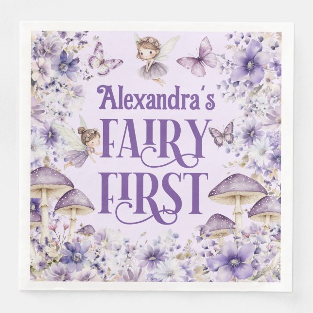 Servilleta De Papel De Cena Purple Floral Fairy First (Anverso)