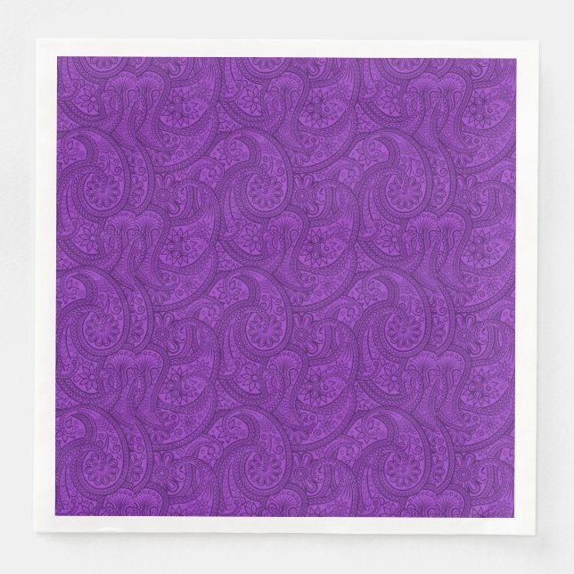 Servilleta De Papel De Cena Purple Paisley (Anverso)