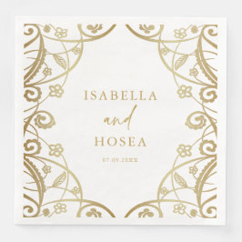 Servilleta De Papel De Cena Purpurina de oro suave Boda de encaje floral bonit