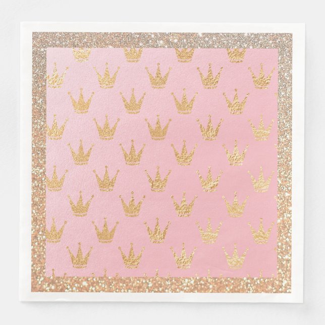 Servilleta De Papel De Cena Purpurina Fairy Corona Para Ella (Anverso)