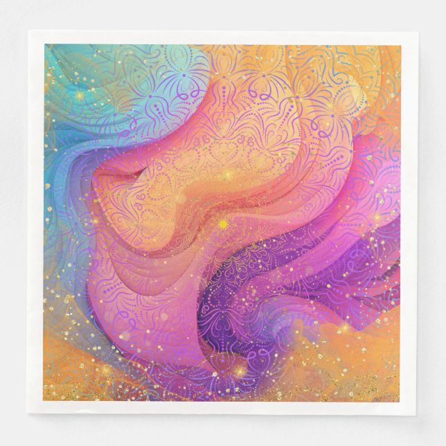 Servilleta De Papel De Cena Rainbow Mandala (Anverso)