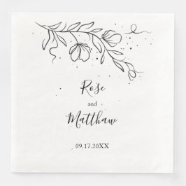 Servilleta De Papel De Cena Rama de floración estilizada y gotas de papel de t