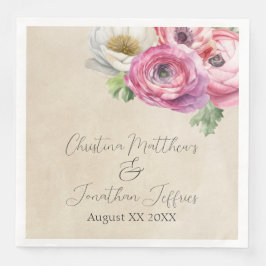 Servilleta De Papel De Cena Ranunculus ruántico romano y blanco