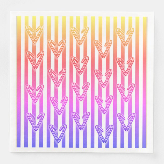 Servilleta De Papel De Cena Rayas cardíacas de Lollipops (Anverso)