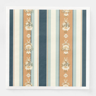 Servilleta De Papel De Cena Rayas Regencia Verde Azul Elegantes