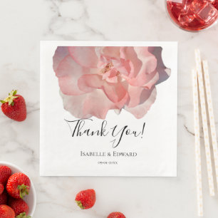 Servilleta De Papel De Cena Recepción de Boda Floral Rosa Coral Elegante