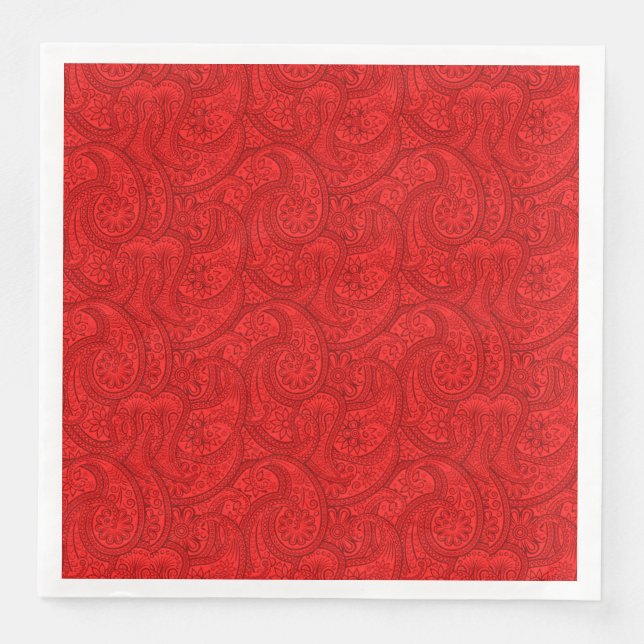 Servilleta De Papel De Cena Red Paisley (Anverso)