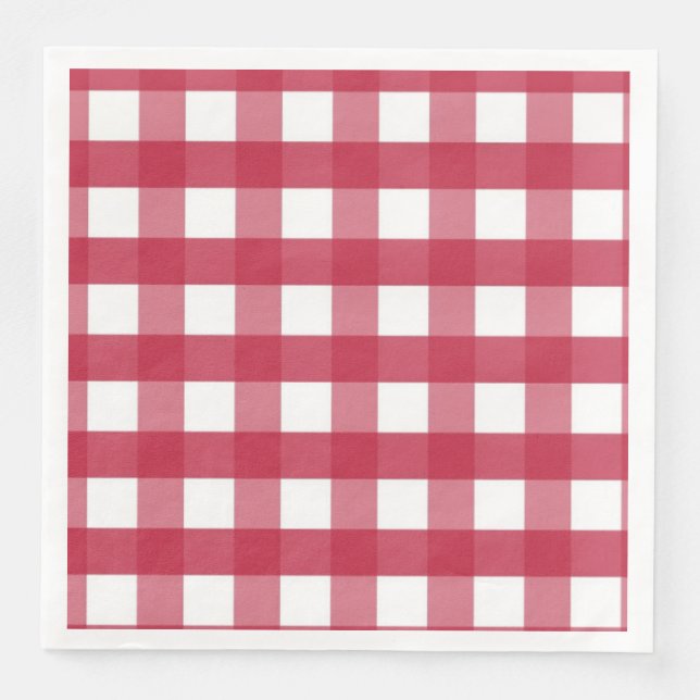Servilleta De Papel De Cena Red y White Gingham Trivet (Anverso)