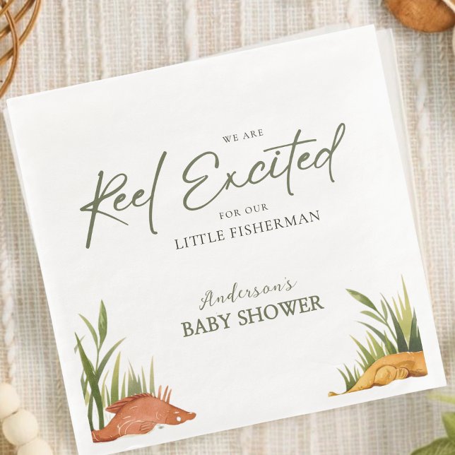 Servilleta De Papel De Cena  Reel Excited Fishing Baby Boy Little Fisherman  (Subido por el creador)