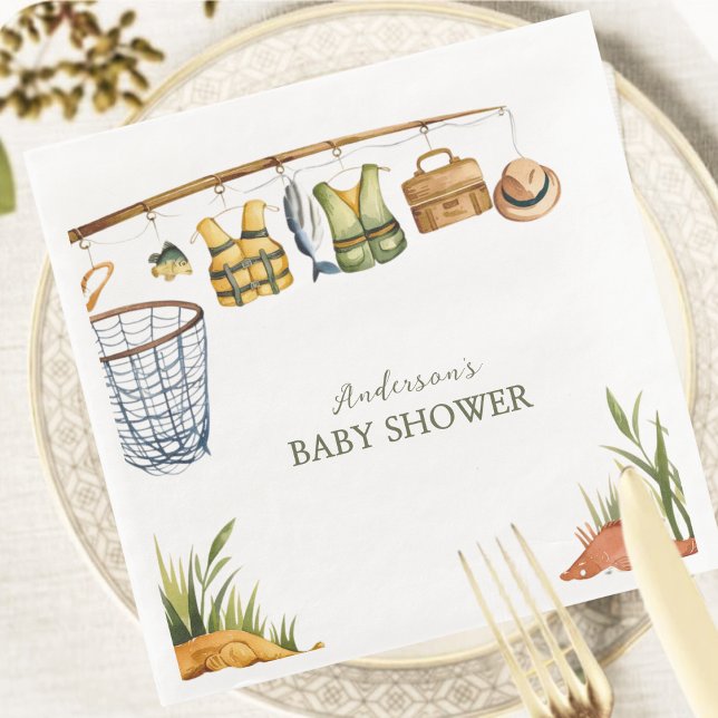 Servilleta De Papel De Cena Reel Excited Little Fisherman Theme Baby Shower (Subido por el creador)