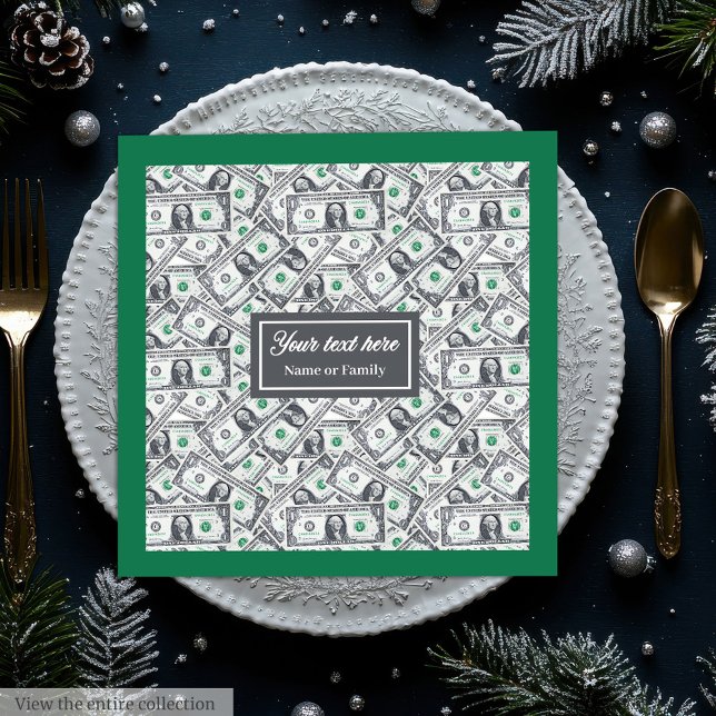 Servilleta De Papel De Cena Regalo de cumpleaños divertido patrón de un dólar  (Classic funny gift dollar pattern personalized birthday)