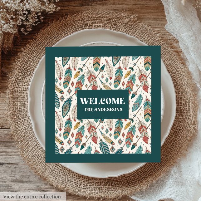 Servilleta De Papel De Cena Regalo Personalizado Minimalista de plumas y flech (Feathers & Arrows Napkins Minimalist Custom Gift)