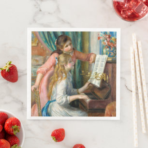 Servilleta De Papel De Cena Renoir Dos Niñas en el Piano Imprimir Música Arte