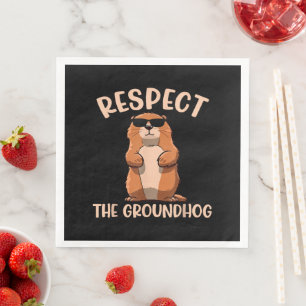Servilleta De Papel De Cena Respeto por el Día de los Groundhog-Woodchuck