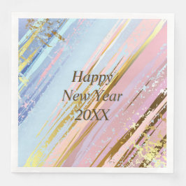 Servilleta De Papel De Cena Resumen Oro Azul Rosa Feliz Año Nuevo 20xx Napkin