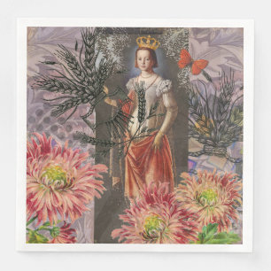 Servilleta De Papel De Cena Retrato de mujer virgen antiguo colorido rico
