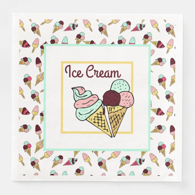 Servilleta De Papel De Cena Reunión Social de Helado Retro (Anverso)