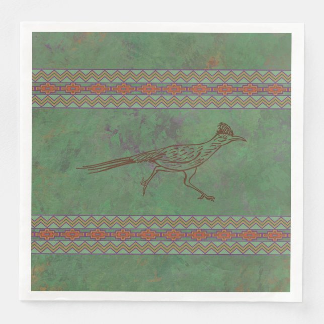 Servilleta De Papel De Cena Roadrunner del Suroeste Sagebrush Green (Anverso)