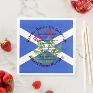 Servilleta De Papel De Cena Robert Burns Poem Birthday Thistle Flag