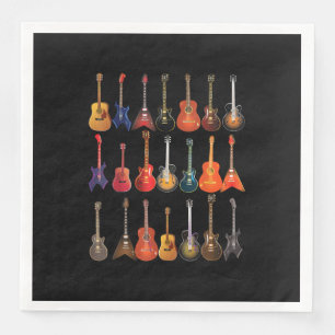 Servilleta De Papel De Cena Rock De Guitarra Y Roll Instrumentos Musicales Reg