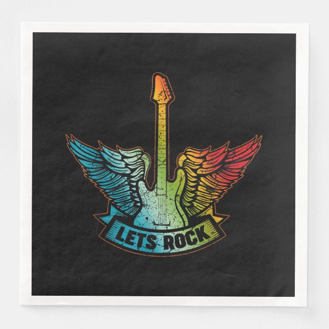 Servilleta De Papel De Cena Rock Legend Rock and Roll Music Guitar (Anverso)