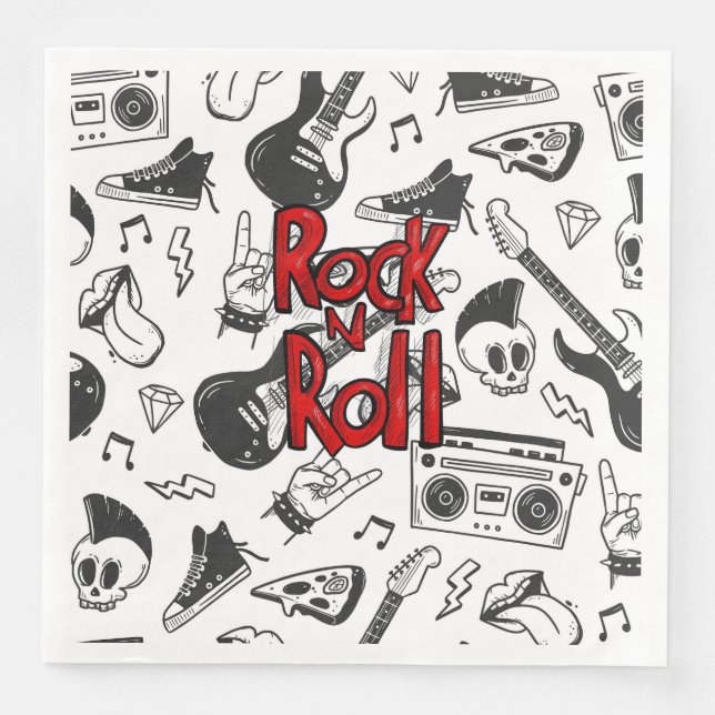 Servilleta De Papel De Cena Rock N Roll (Anverso)
