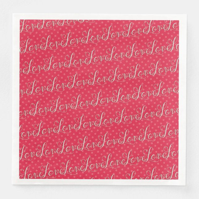 Servilleta De Papel De Cena Rojo AMOR AMOR AMOR (Anverso)