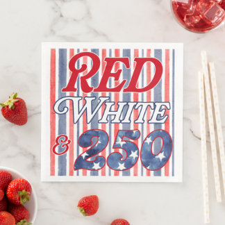 Servilleta De Papel De Cena Rojo Blanco & 250