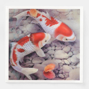 Servilleta De Papel De Cena Rojo y Koi Pond