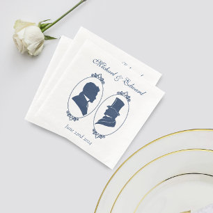 Servilleta De Papel De Cena Romántico Azul Regencia Gay Silueta Botánica 