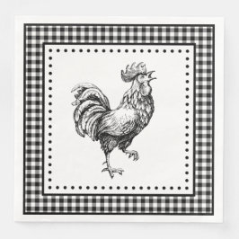 Servilleta De Papel De Cena Rooster Gingham