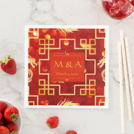 Servilleta De Papel De Cena Ropa de Boda Dragon Rojo y Oro