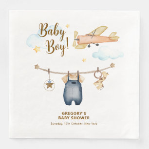 Servilleta De Papel De Cena Ropa de niño aventurero tendedero Avión Cielo Baby