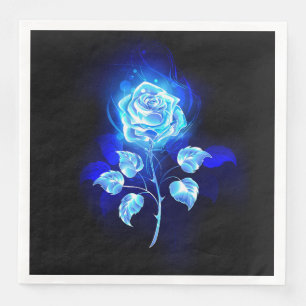 Servilleta De Papel De Cena Rosa azul en llamas