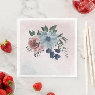 Servilleta De Papel De Cena rosa azul polvoriento azul marino floral vegetació